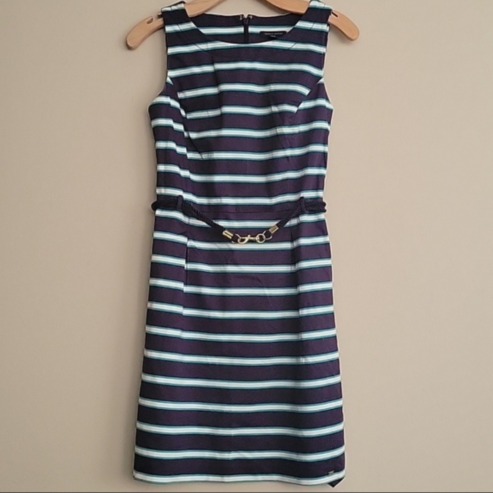 Tommy Hilfiger Striped Sleeveless Belted Shift Dress Size 4